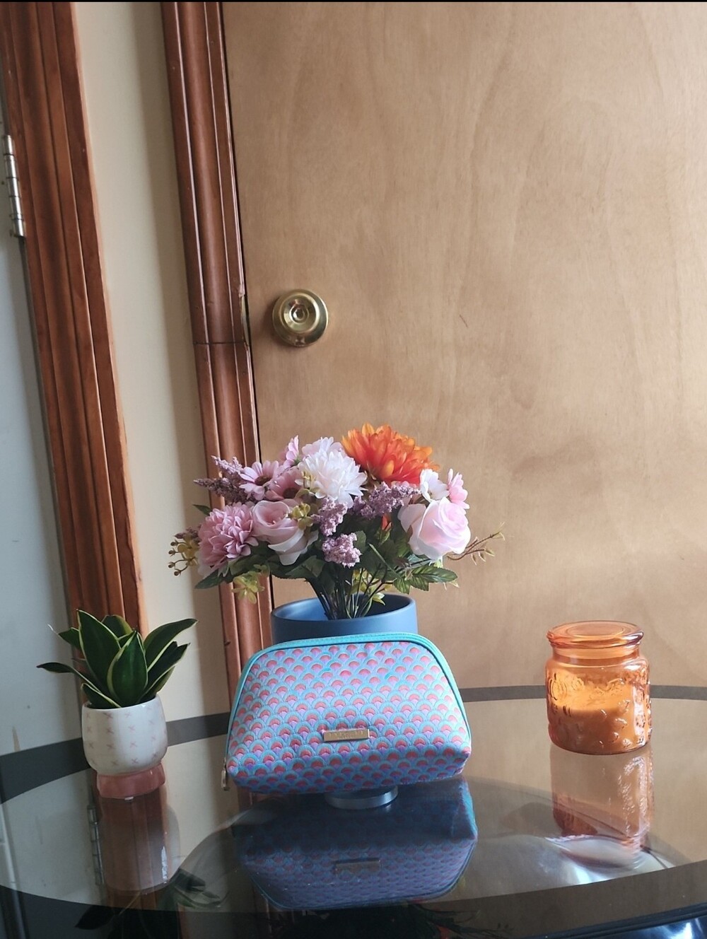 Bvlgari Parfums Elegant Blue Pattern Pouch Makeup Bag Clutch